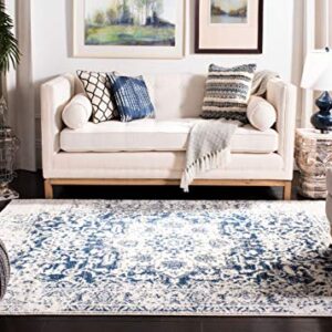 SAFAVIEH Madison Collection 8' x 10' Cream / Navy MAD603D Oriental Snowflake Medallion Distressed Non-Shedding Living Room Bedroom Dining Home Office Area Rug