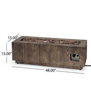 Christopher Knight Home Abbott Outdoor Rectangular Fire Pit with Tank Holder, Brown Wood Pattern