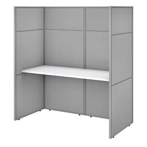 bush business furniture easy office cubicle desk workstation with closed panels, 60w x 66h, pure white