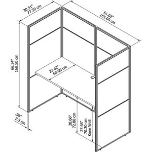 Bush Business Furniture Easy Office Cubicle Desk Workstation with Closed Panels, 60W x 66H, Pure White