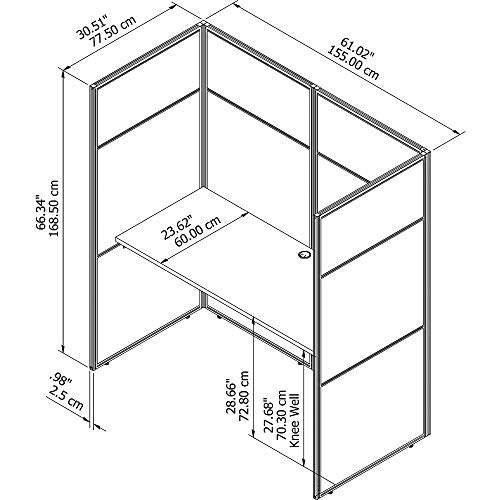 Bush Business Furniture Easy Office Cubicle Desk Workstation with Closed Panels, 60W x 66H, Pure White