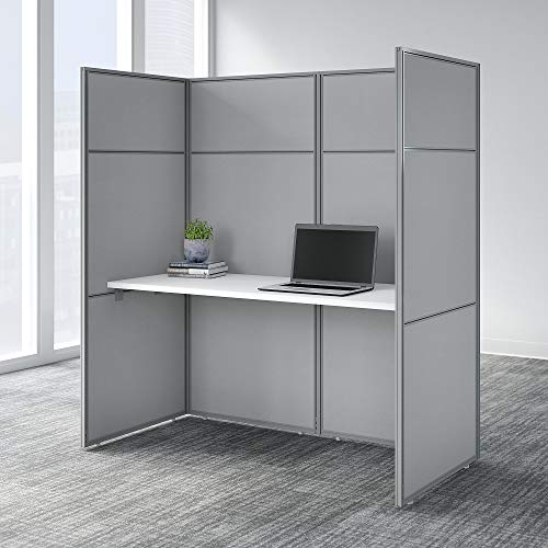 Bush Business Furniture Easy Office Cubicle Desk Workstation with Closed Panels, 60W x 66H, Pure White