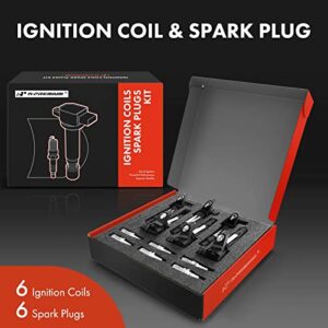 A-Premium Ignition Coils and Spark Plugs Kits Compatible with Chevrolet Traverse 2009 & GMC Acadia 2009 & Buick LaCrosse/Allure 2005-2008, Enclave 2009 & Cadillac CTS 2004-2009, SRX, STS 6-PC Set