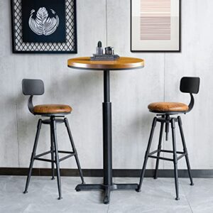 MSMV 27-35 Inch (Set of 2) Vintage Industrial Bar Stool-Farmhouse Swivel Bar Stool-Swivel Kitchen Island Dining Chair-Kitchen Counter Height Adjustable Pipe Stool-Cast Steel Stool