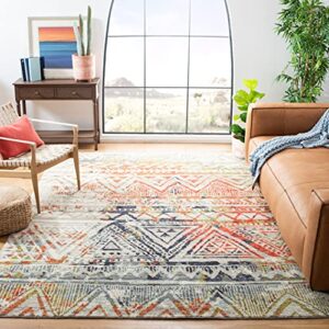 safavieh samarkand collection 9′ x 12′ red/green srk180q hand-knotted boho tribal distressed premium wool living room dining bedroom area rug