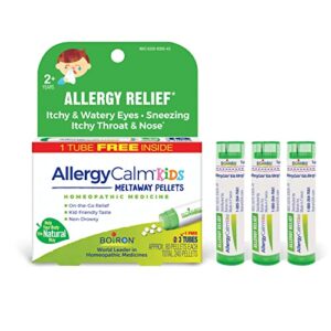 boiron allergycalm kids pellets for relief from allergy and hay fever symptoms of sneezing, runny nose, and itchy eyes or throat – 240 count