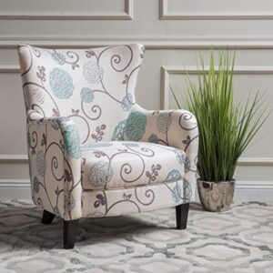 christopher knight home arabella fabric club chair, white and blue floral 29.1d x 29.9w x 36.6h in