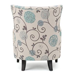 Christopher Knight Home Arabella Fabric Club Chair, White And Blue Floral 29.1D x 29.9W x 36.6H in