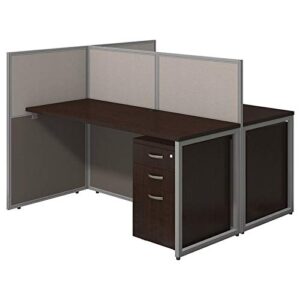 bush business furniture easy office 2 person cubicle desk with file cabinets, 60w x 45h, mocha cherry satin