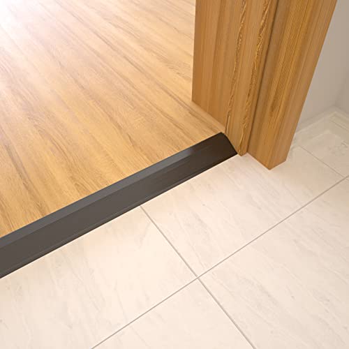 Aluminum Floor Transition Threshold Strip, Threshold Ramps for Doorways, Wheelchairs, Door/Tile/Threshold Reducer, Doorway Edge Trim Suitable for Threshold Height Less Than 1.6 Inch (Black, 90CM)