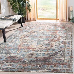 SAFAVIEH Izmir Collection 8' x 10' Blue / Light Brown IZM101T Hand-Knotted Traditional Premium New Zealand Wool Area Rug