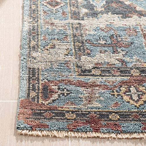 SAFAVIEH Izmir Collection 8' x 10' Blue / Light Brown IZM101T Hand-Knotted Traditional Premium New Zealand Wool Area Rug