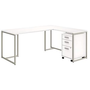 bush business furniture office by kathy ireland method l shaped desk with 30w return and mobile file cabinet, 72w, white