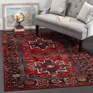 SAFAVIEH Vintage Hamadan Collection 5'3" x 7'6" Red / Multi VTH211A Oriental Traditional Persian Non-Shedding Living Room Bedroom Dining Home Office Area Rug