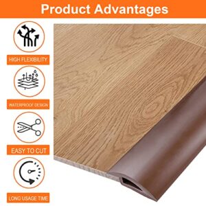 Socein Floor Transition Strip Self Adhesive PVC Carpet Edging Trim Doorway Threshold Strip Carpet to Tile Transition Piece Suitable for Cover Height Less Than 0.35"/9mm (7Ft, Brown)