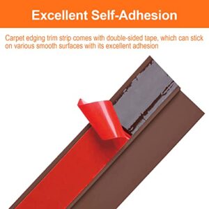 Socein Floor Transition Strip Self Adhesive PVC Carpet Edging Trim Doorway Threshold Strip Carpet to Tile Transition Piece Suitable for Cover Height Less Than 0.35"/9mm (7Ft, Brown)