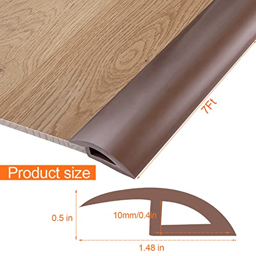 Socein Floor Transition Strip Self Adhesive PVC Carpet Edging Trim Doorway Threshold Strip Carpet to Tile Transition Piece Suitable for Cover Height Less Than 0.35"/9mm (7Ft, Brown)