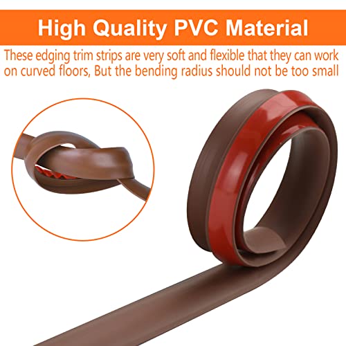 Socein Floor Transition Strip Self Adhesive PVC Carpet Edging Trim Doorway Threshold Strip Carpet to Tile Transition Piece Suitable for Cover Height Less Than 0.35"/9mm (7Ft, Brown)