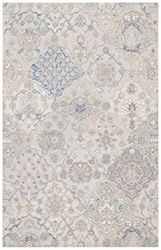 SAFAVIEH Glamour Collection 5' x 8' Grey/Blue GLM622F Handmade Premium Wool Area Rug