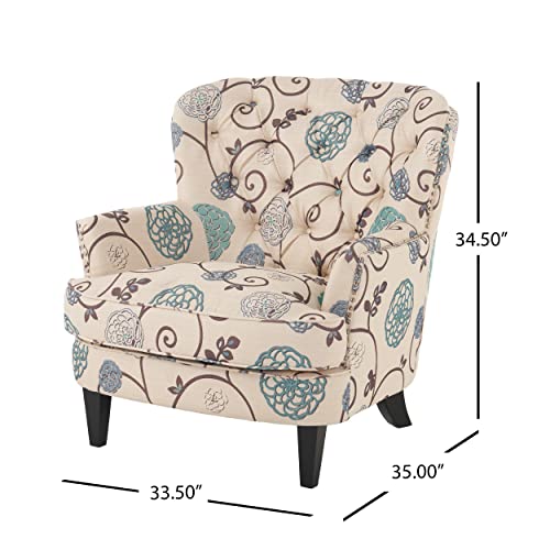 Christopher Knight Home Tafton Fabric Club Chair, White / Blue Floral