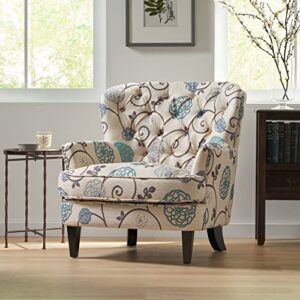 Christopher Knight Home Tafton Fabric Club Chair, White / Blue Floral