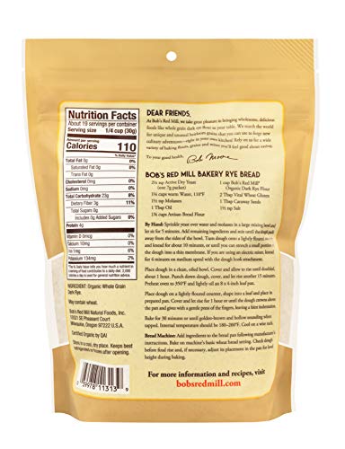 Bob's Red Mill Organic Dark Rye Flour, 20-ounce (Pack of 4)