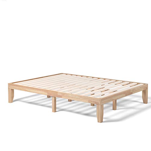 Giantex Queen Wood Platform Bed Frame, 14 Inch Solid Rubber Wood Mattress Foundation, Heavy Duty Wood Slats Support, No Box Spring Needed, Easy Assembly, Natural