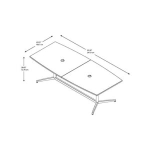 Bush Business Furniture 96W x 42D Boat Shaped Conference Table with Metal Base in Storm Gray