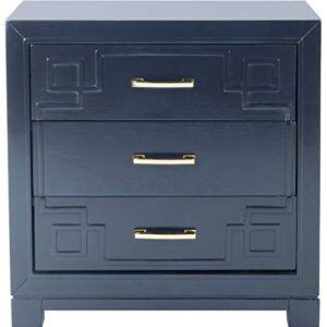 Safavieh Home Collection Raina Navy 3-Drawer Greek Key Nightstand