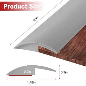10Ft Carpet Floor Transition Strip, Self Adhesive Floor Edging Trim Strip, PVC Threshold Cover for Doorway, Floor Divider Strip Suitable for Threshold Transitions with a Height Less Than 5 mm - Gray