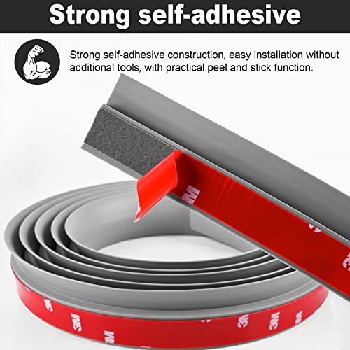 10Ft Carpet Floor Transition Strip, Self Adhesive Floor Edging Trim Strip, PVC Threshold Cover for Doorway, Floor Divider Strip Suitable for Threshold Transitions with a Height Less Than 5 mm - Gray