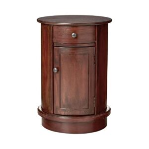 decor therapy keaton traditional round side storage end table, 26″ x 17.75″, vintage cherry