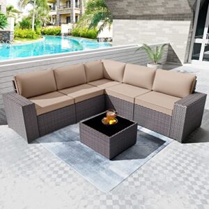 piltwoff 2023 new 6 pieces outdoor furniture patio set, modern all-weather patio furniture sets,garden/backyard/balcony patio conversation set