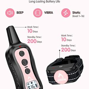 PATPET Dog Training Collar with Remote(8-100 lbs), Rechargeable Shock Collar for Medium Dogs, Up to 1000 ft Remote Range IPX7 Waterproof Dog Shock Collar