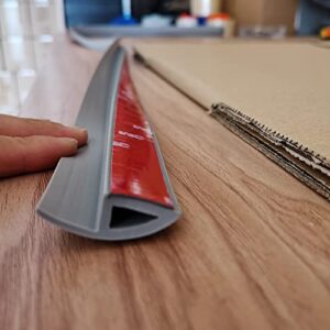 ZEYUE 6.56ft Ramp Interior Threshold Door Straight Transition Strip Trim,Overlap Reducer Molding,Overlap Edging for Laminate Floor Mat Carpet and Vinyl Tile,for use with 3/8" Thick Material Grey