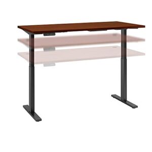 bush business furniture move 60 series height adjustable standing desk, 72w x 30d, hansen cherry with black base