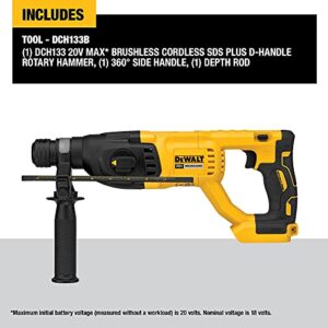 DEWALT 20V MAX* XR Rotary Hammer Drill, D-Handle, 1-Inch, Tool Only (DCH133B)