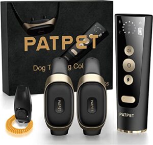patpet dog training collar with remote(2 packs) – 2000ft dog shock collar include rechargeable & ip67 waterproof e collar, beep vibration shock collar for large medium dogs(15-140 lbs)