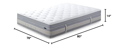 ZINUS 14 Inch Green Tea Cooling Gel Memory Foam Hybrid Mattress / Pocket Innersprings for Motion Isolation / Edge Support, King, White