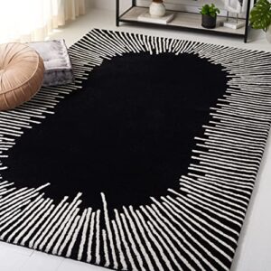 safavieh fifth avenue collection 6′ x 9′ black/ivory ftv129z handmade modern contemporary abstract stripe border wool area rug