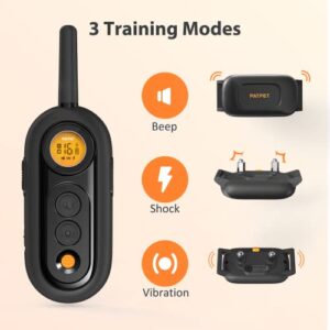 PATPET Dog Shock Collar for Medium Dogs- Dog Training Collar with Remote, Shock Collar for Small Dogs 5-15lbs, Rechargeable IPX7 Waterproof with Beep Vibration Shock Modes