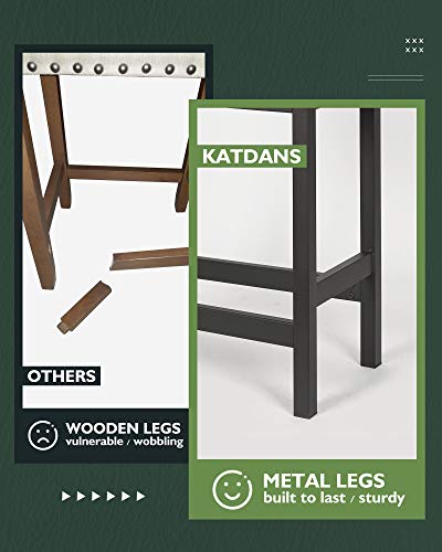 KATDANS Bar Stools Set of 2-Counter Height Stools - 24 Inch Saddle Stool - PU Leather Kitchen Stools - Brown/Black - Metal Base, KS861P-B