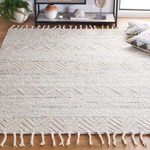 safavieh natura collection 5′ x 8′ ivory/grey nat296f handmade moroccan boho farmhouse rustic tassel wool area rug