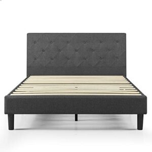 ZINUS Shalini Upholstered Platform Frame / Mattress Foundation / Wood Slat Support / No Box Spring Needed / Easy Assembly, Dark Grey, Full