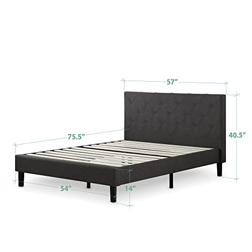 ZINUS Shalini Upholstered Platform Frame / Mattress Foundation / Wood Slat Support / No Box Spring Needed / Easy Assembly, Dark Grey, Full