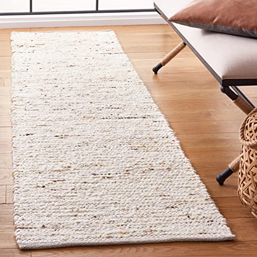 Safavieh Natura Collection 2'3" x 8' Ivory/Gold NAT350D Handmade Flat Weave Wool & Cotton Runner Rug