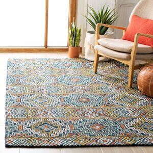 safavieh aspen collection 9′ x 12′ blue/gold apn273m handmade boho wool area rug