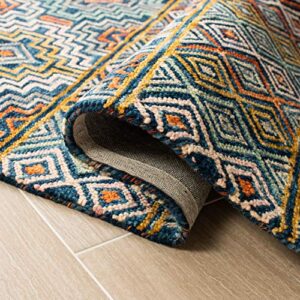 Safavieh Aspen Collection 9' x 12' Blue/Gold APN273M Handmade Boho Wool Area Rug