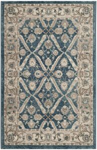 safavieh sofia collection 2′ x 3′ blue / beige sof378c vintage oriental distressed non-shedding living room bedroom accent rug