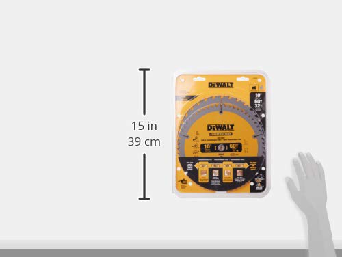 DEWALT 10-Inch Miter / Table Saw Blades, 60-Tooth Crosscutting & 32-Tooth General Purpose, Combo Pack (DW3106P5)